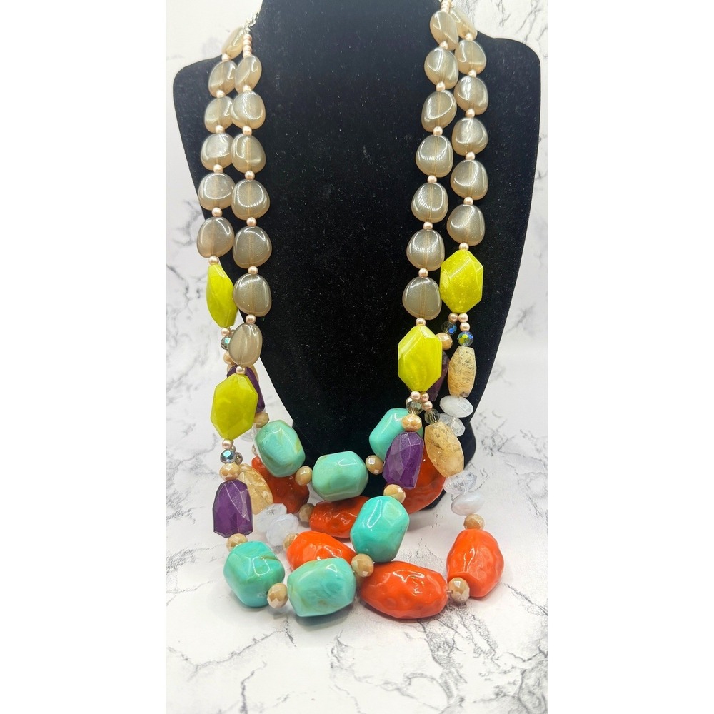 Premier Designs Spring Break Necklace Colorful Glass Bead Convertible